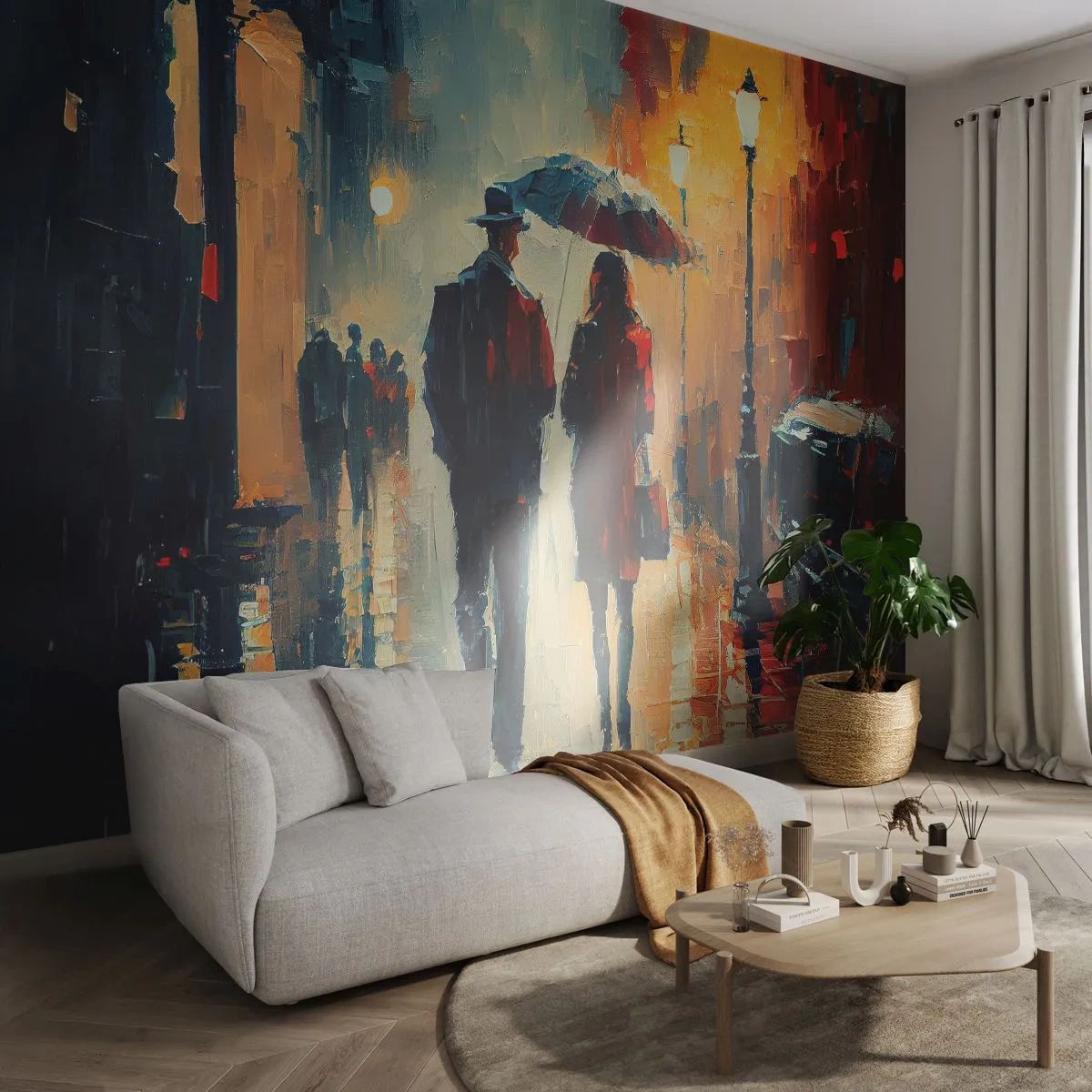 Fototapet Premium Canvas - Urban kærlighedshistorie - Romantikken, Par, Landskab - 100x70 cm