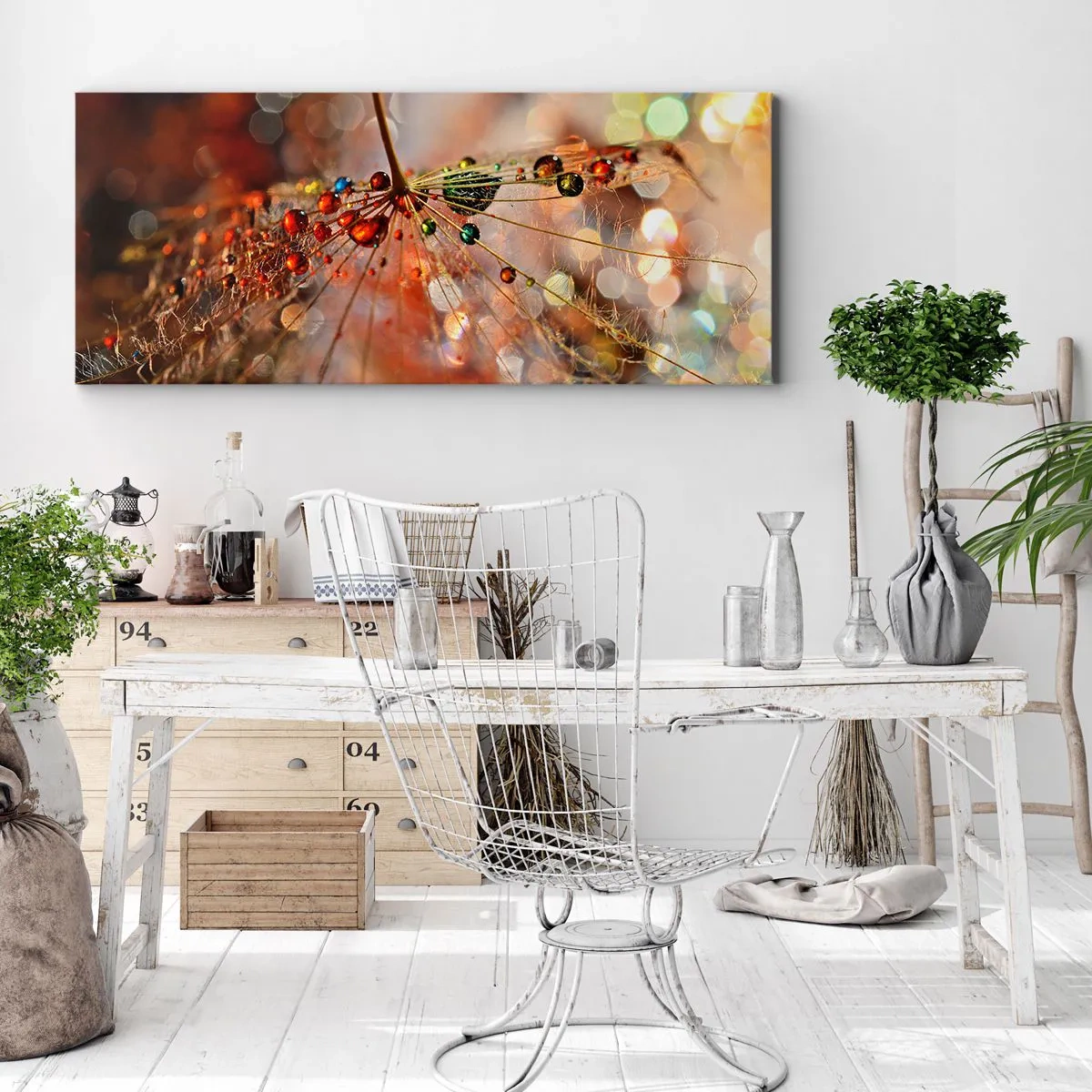 Lærredstryk - Billede på lærred - Trådet på et edderkoppespind - 90x30 cm