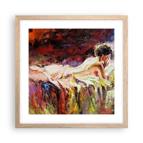 Plakat i ramme af lyst egetræ - Eftertænksom Venus - 40x40 cm