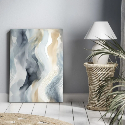 Lærredstryk - Billede på lærred - Abstraktion af sne og tåge - 50x70 cm