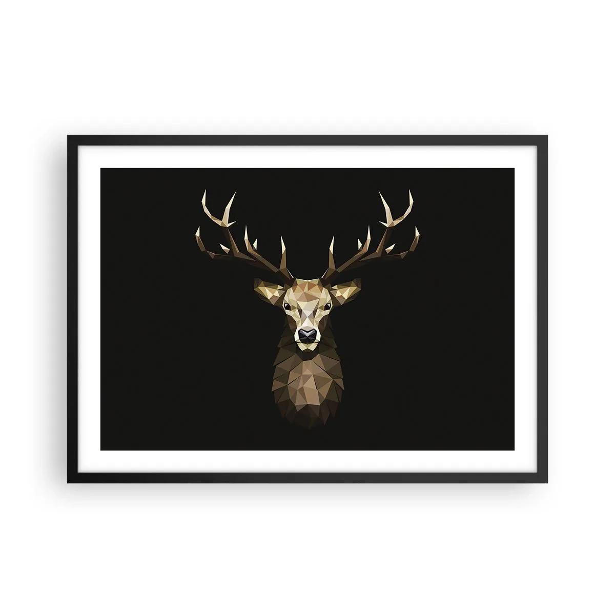 Plakat i sort ramme - Kubistisk hjort - 70x50 cm