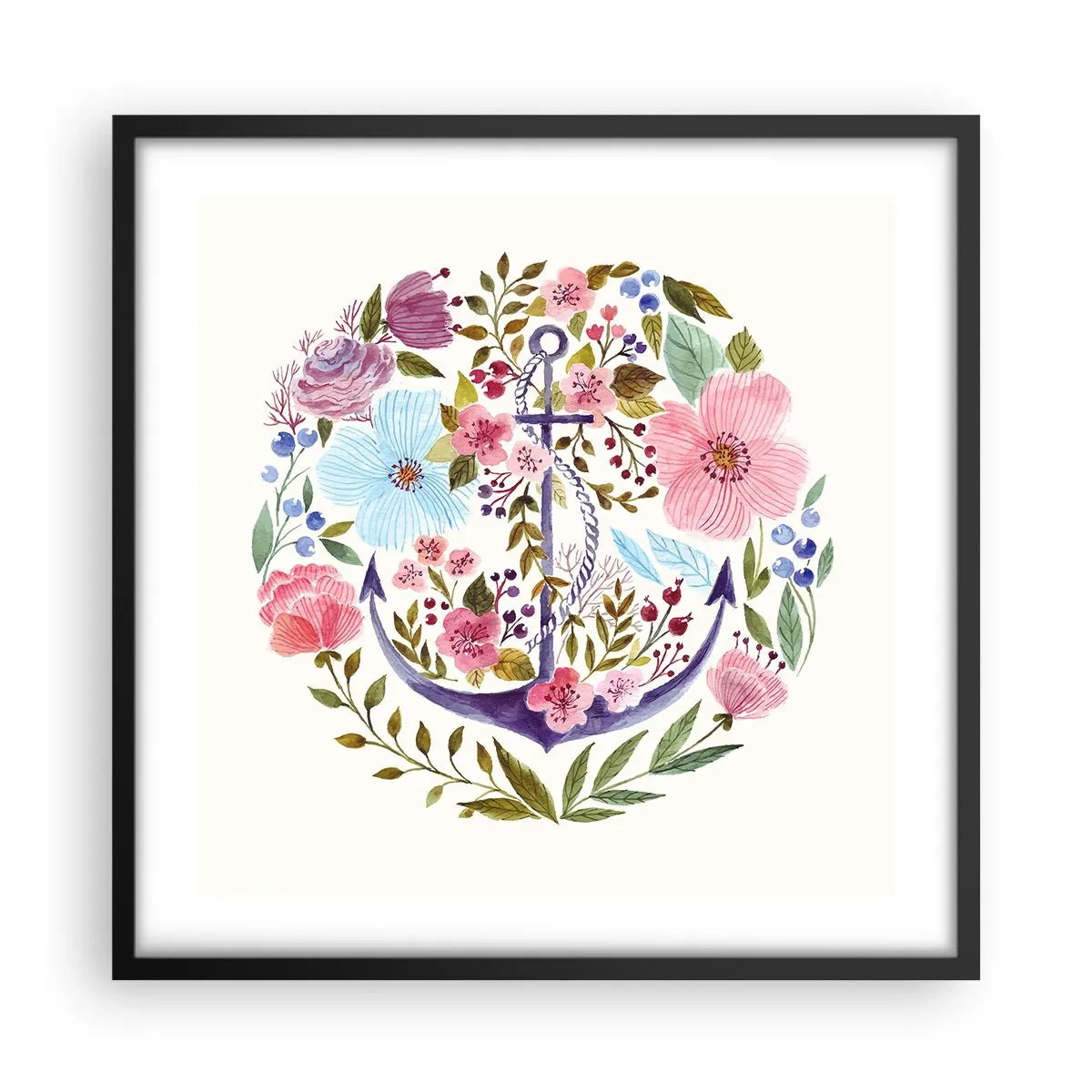 Plakat i sort ramme - En sømands gode nattesøvn - 50x50 cm