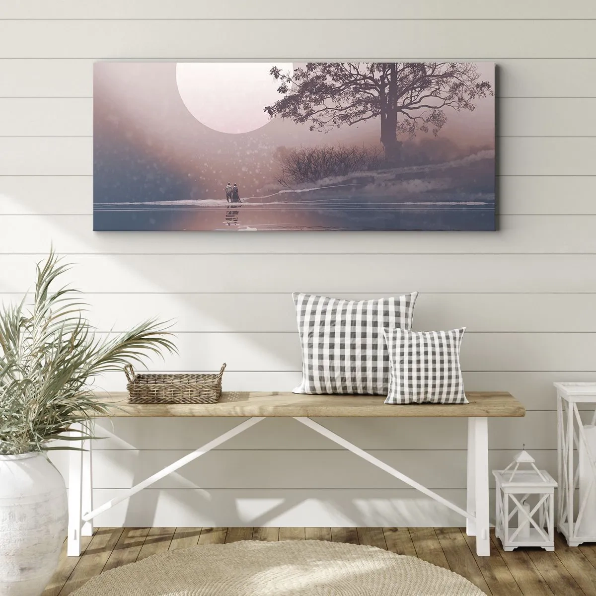 Lærredstryk - Billede på lærred - Natlige mærkværdigheder - 100x40 cm
