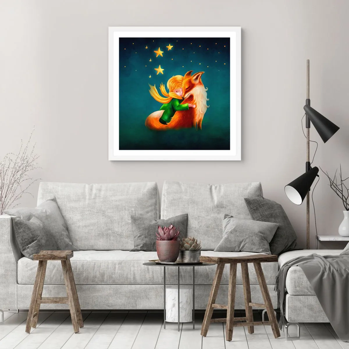 Plakat i hvid ramme - Lille Prins - 60x60 cm