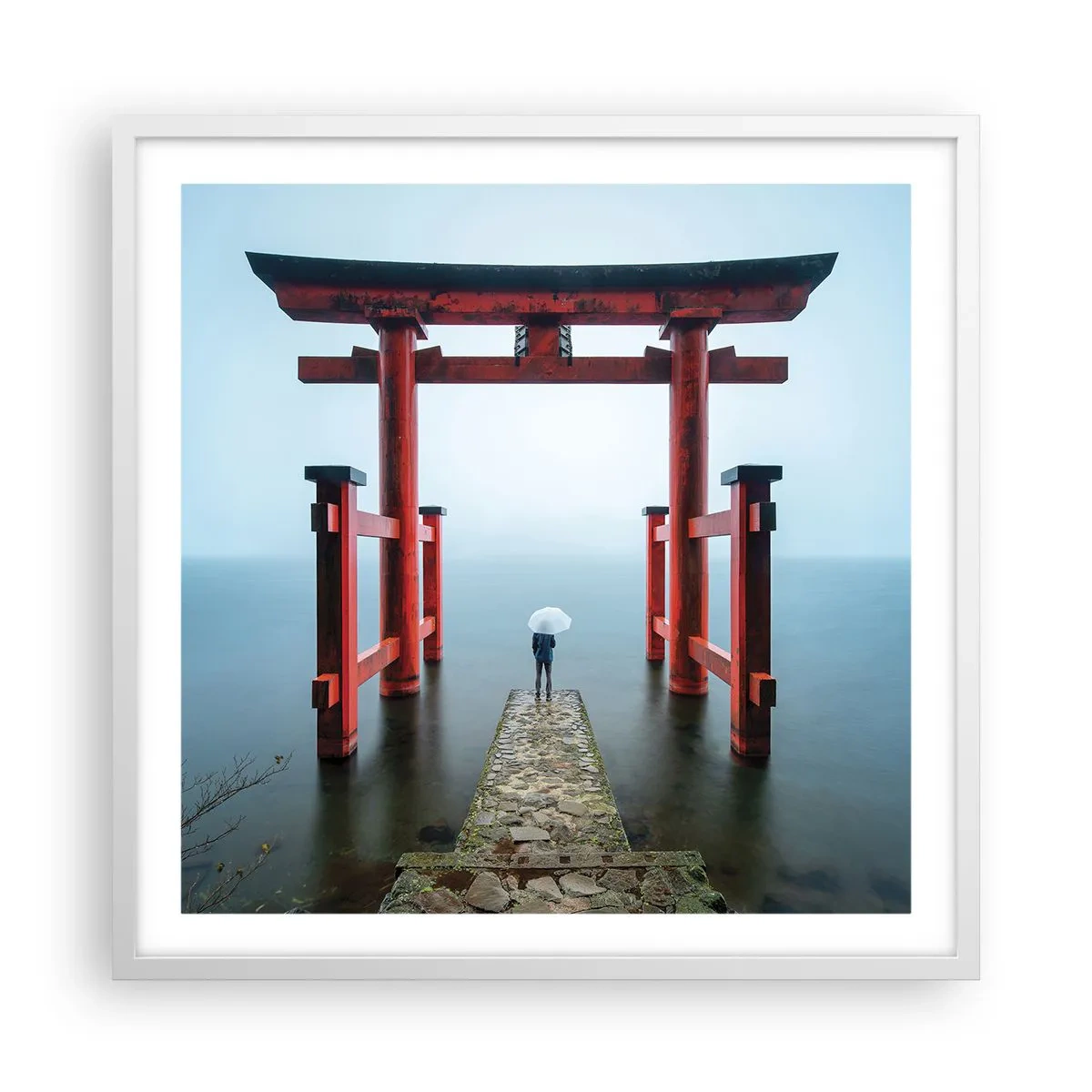 Plakat i hvid ramme - Japansk drømmeri - 60x60 cm