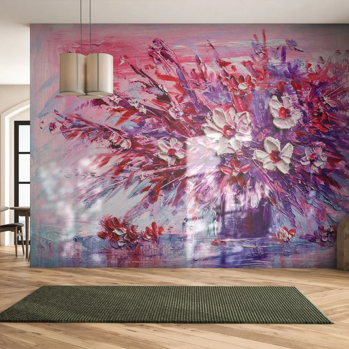Fototapet Premium Canvas - Uskyld og lidenskab - Blomster, Buket blomster, Have - 100x70 cm