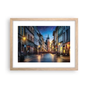 Plakat i ramme af lyst egetræ - Krakows charme - 40x30 cm