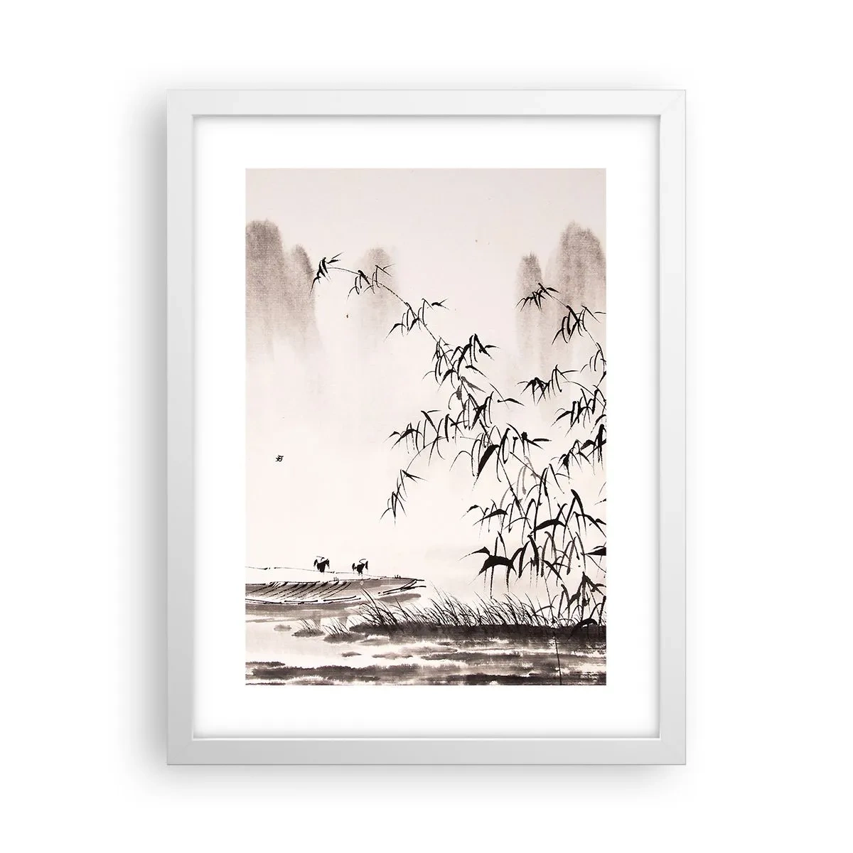 Plakat i hvid ramme - Stilhed i rismarkerne - 30x40 cm