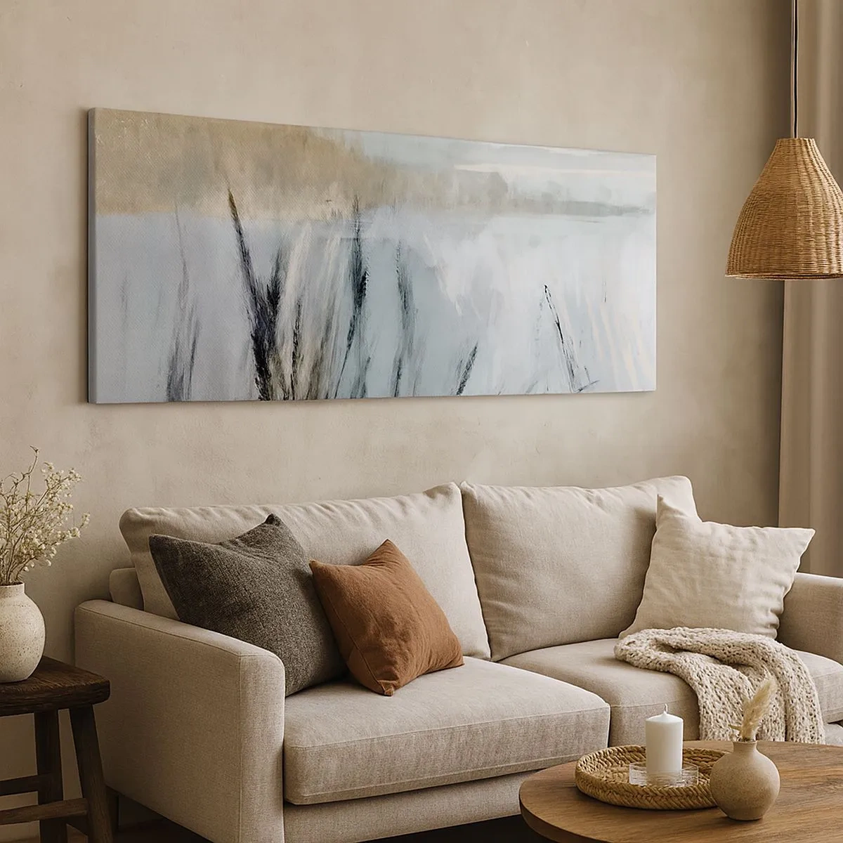 Lærredstryk - Billede på lærred - Vintermarker - 100x40 cm