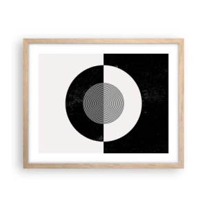 Plakat i ramme af lyst egetræ - Harmoni i sort og hvidt - 50x40 cm