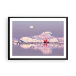 Plakat i sort ramme - Sejlets varme, isens kulde - 70x50 cm