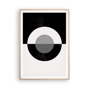 Plakat i ramme af lyst egetræ - Harmoni i sort og hvidt - 70x100 cm