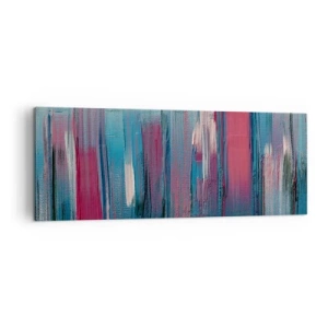 Lærredstryk - Billede på lærred - Lodret komposition i blåt og rødt - 140x50 cm