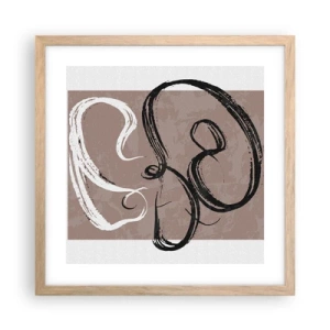 Plakat i ramme af lyst egetræ - Komposition - en søgen efter fuldstændighed - 40x40 cm