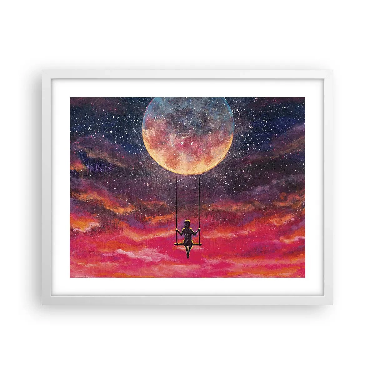 Plakat i hvid ramme - Glæd dig i skyerne - 50x40 cm