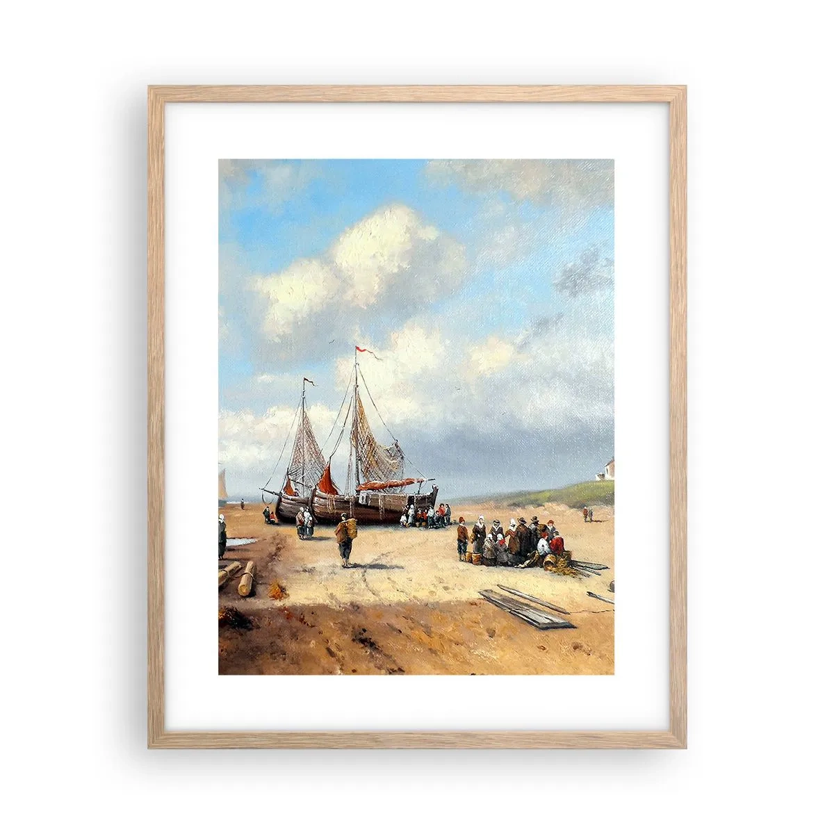 Plakat i ramme af lyst egetræ - Efter en vellykket fangst - 40x50 cm