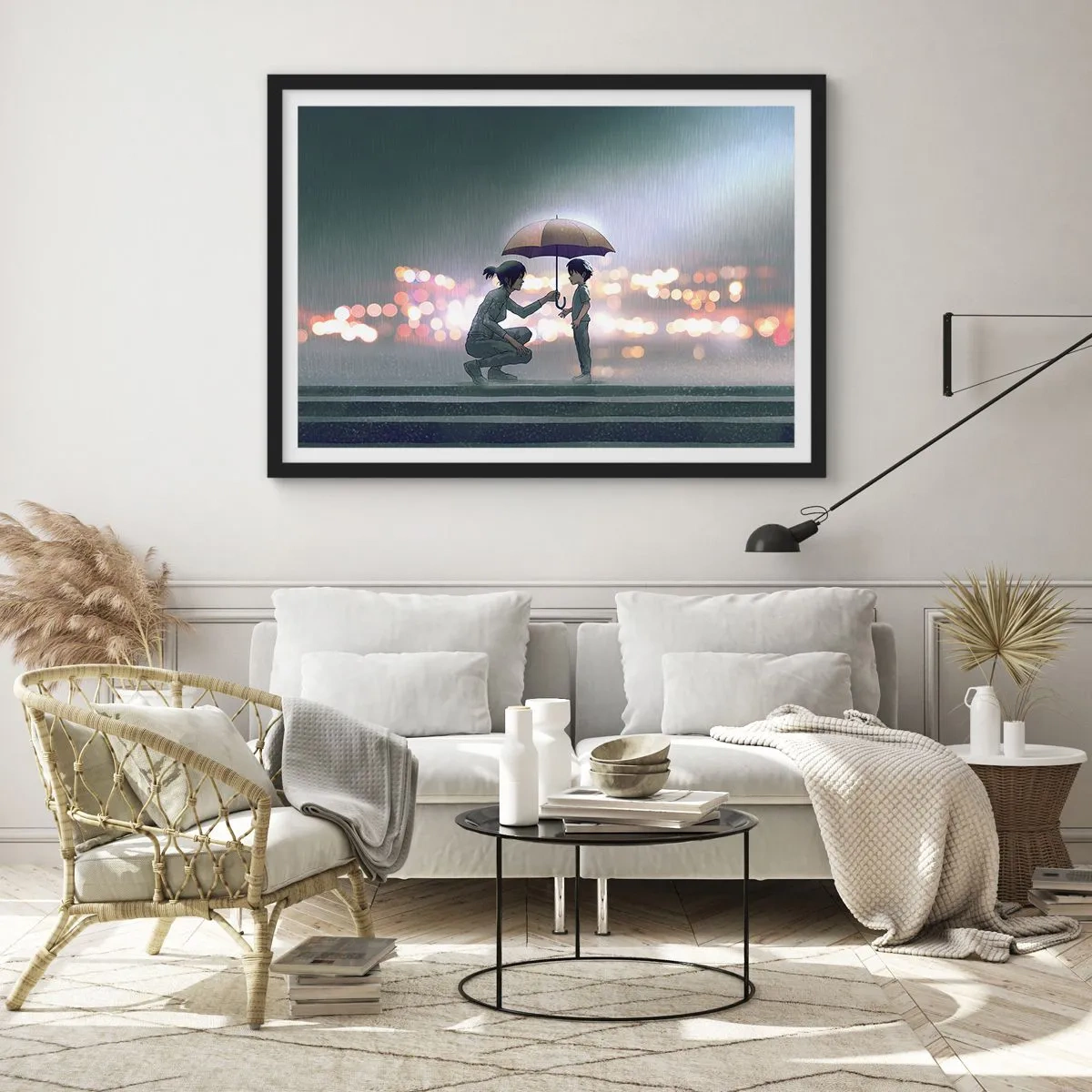 Plakat i sort ramme - Og alt er godt nu - 70x50 cm