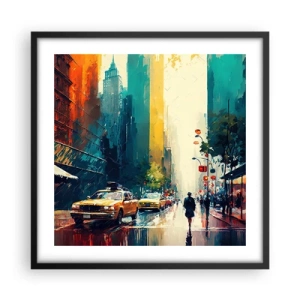 Plakat i sort ramme - New York - her er selv regnen farverig - 50x50 cm
