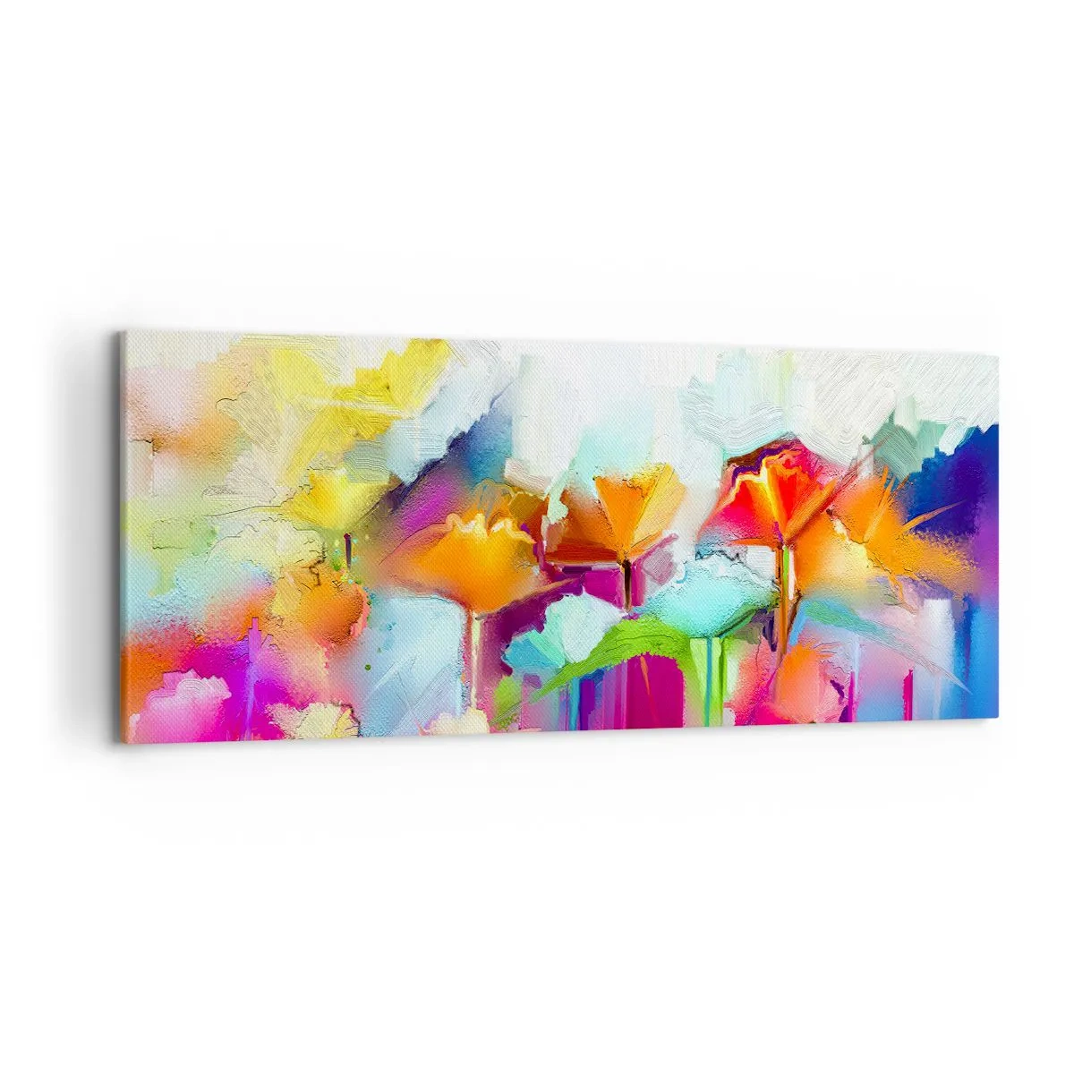 Lærredstryk - Billede på lærred - Regnbuen i blomstring - 120x50 cm