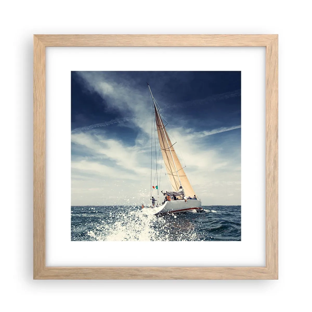 Plakat i ramme af lyst egetræ - De kan ikke indhente os! - 30x30 cm