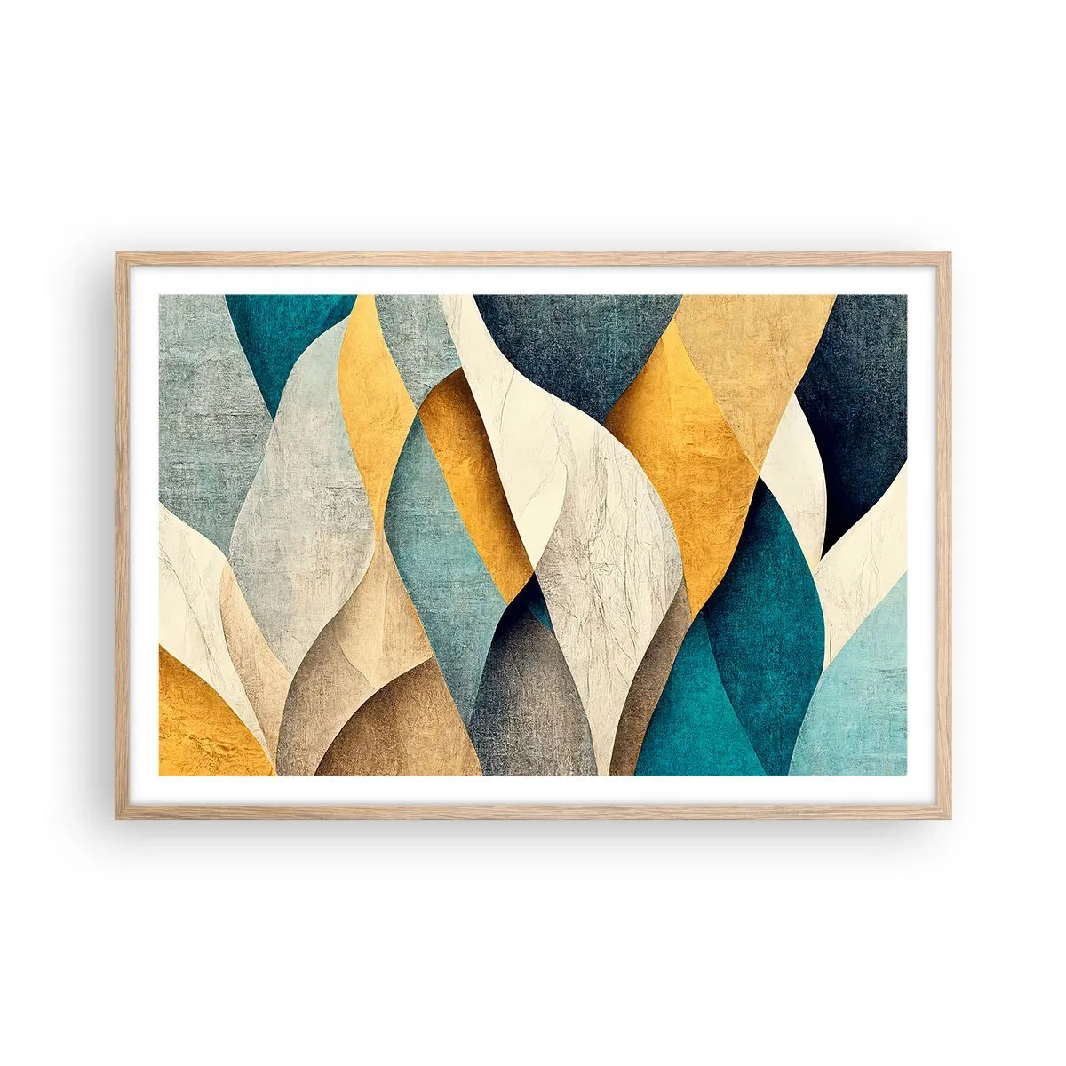 Plakat i ramme af lyst egetræ - Rytme og bølger - 91x61 cm