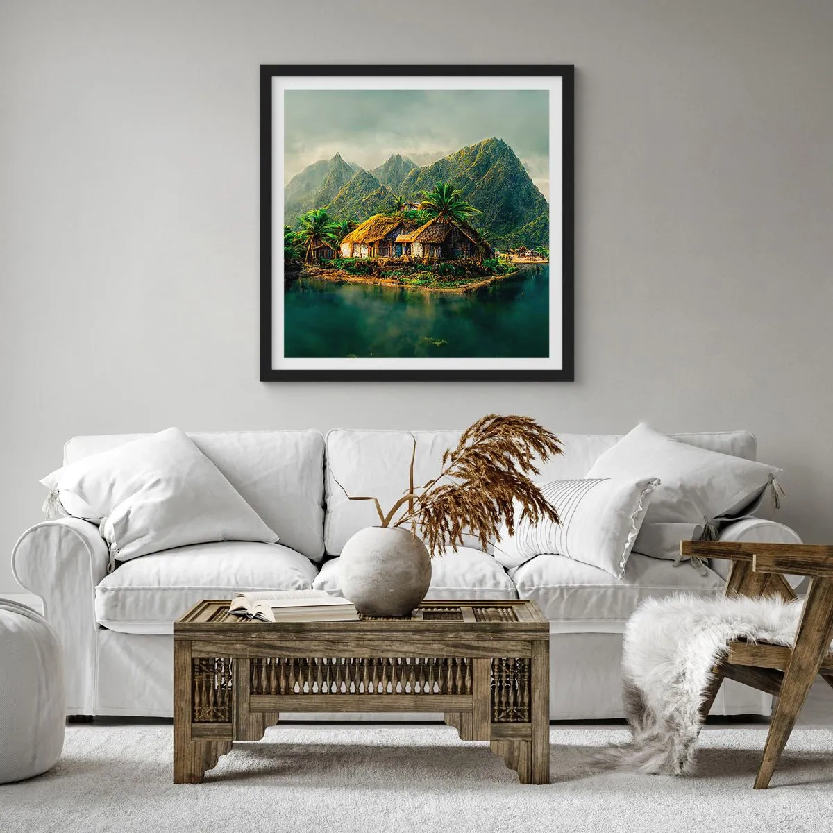 Plakat i sort ramme - Tropisk paradis - 30x30 cm