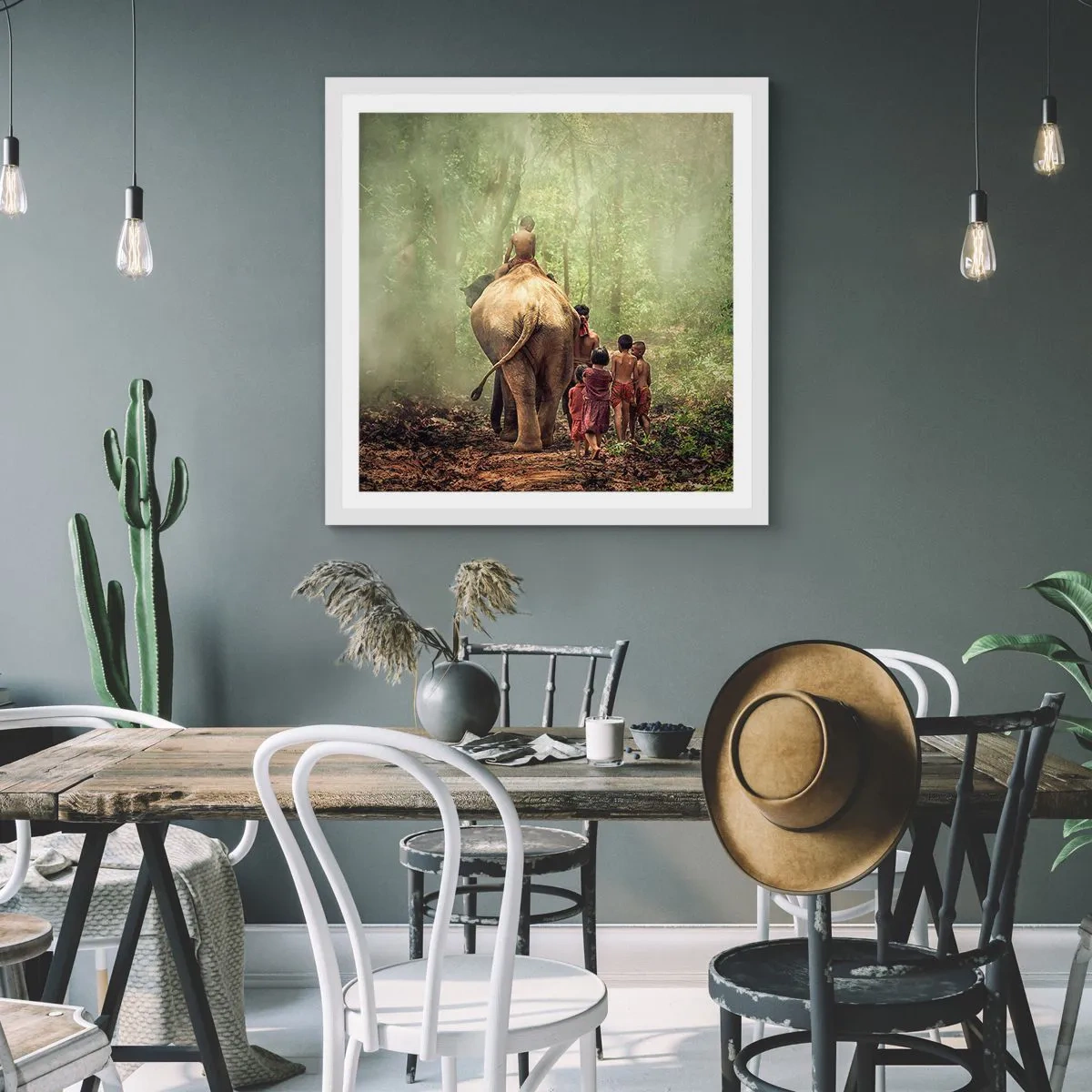 Plakat i hvid ramme - Den nye Junglebog - 30x30 cm