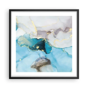 Plakat i sort ramme - En undersøgelse af mødet mellem grå og turkis - 50x50 cm