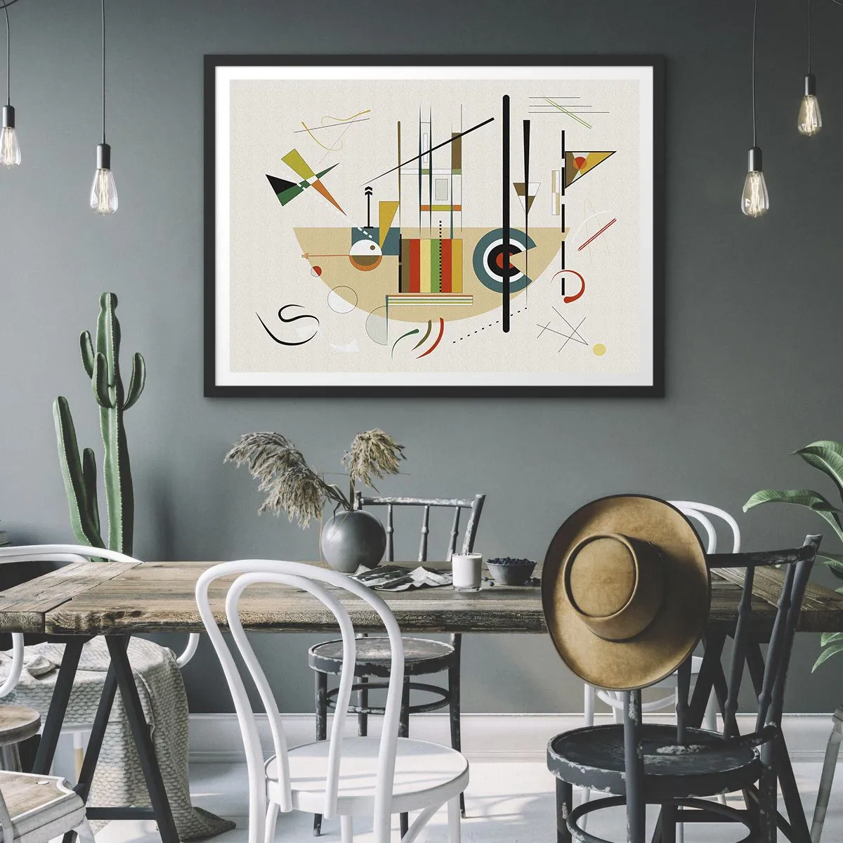 Plakat i sort ramme - Og verden griner - 70x50 cm
