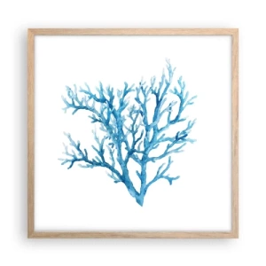 Plakat i ramme af lyst egetræ - Marint filigran - 50x50 cm