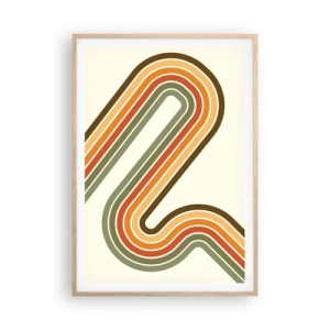 Plakat i ramme af lyst egetræ - Zigzag til destinationen - 70x100 cm