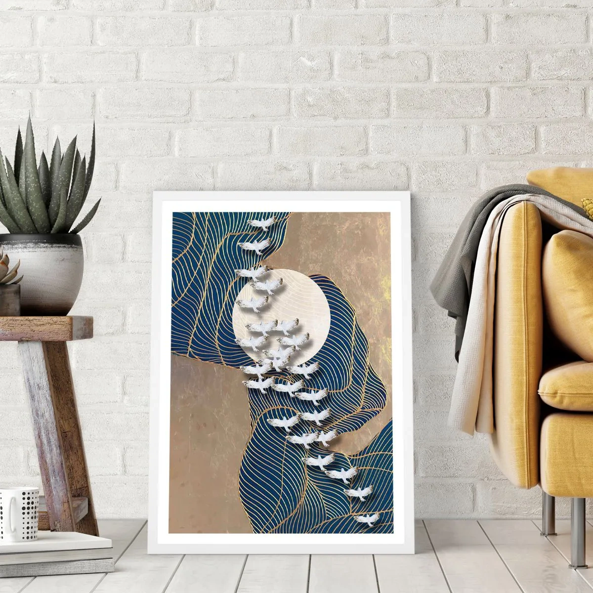 Plakat i hvid ramme - Frihed, rejselyst, fællesskab - 30x40 cm