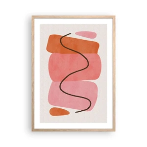 Plakat i ramme af lyst egetræ - Formernes blide bevægelse - 50x70 cm