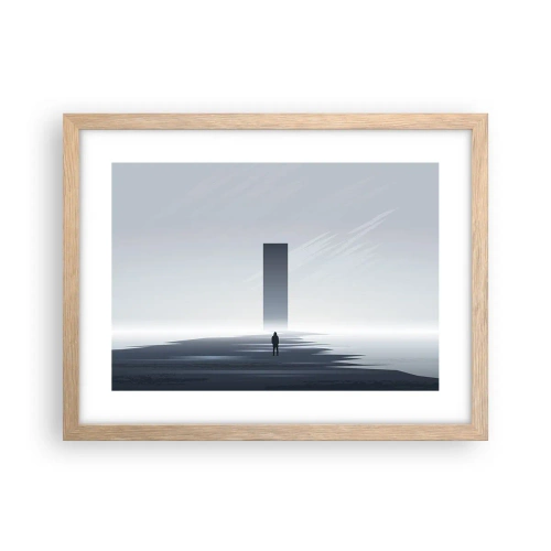 Plakat i ramme af lyst egetræ - Mulighed eller trussel? - 40x30 cm