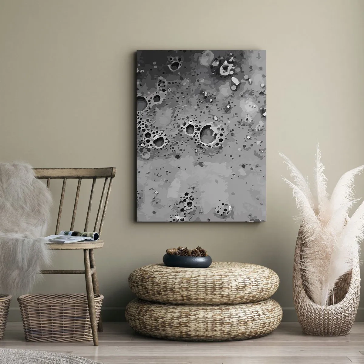 Lærredstryk - Billede på lærred - Som et månelandskab - 50x70 cm