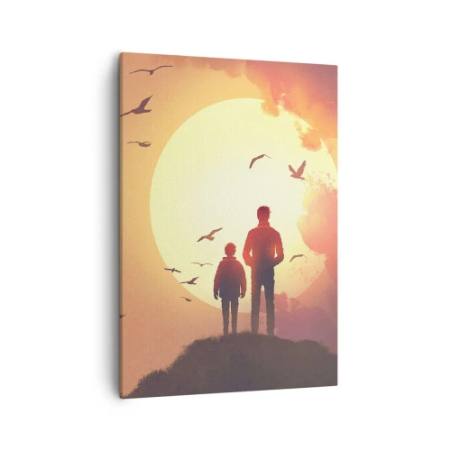 Lærredstryk - Billede på lærred - Ansigt til ansigt med solen - 50x70 cm