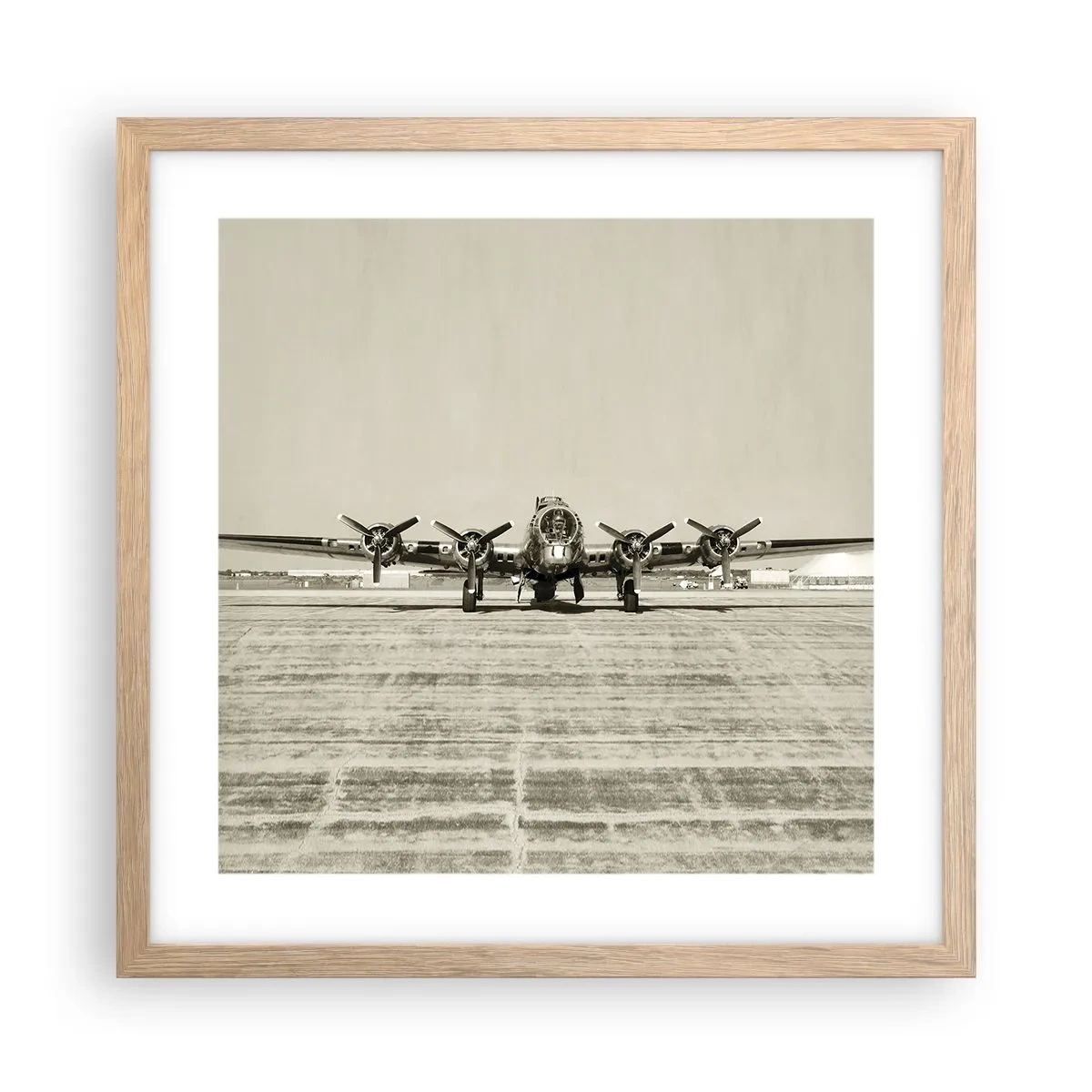 Plakat i ramme af lyst egetræ - Som altid klar - 40x40 cm