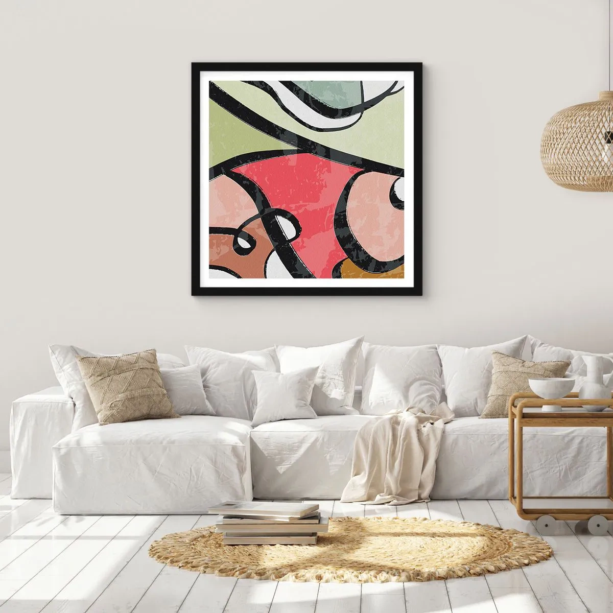 Plakat i sort ramme - Pirouetter blandt farver - 60x60 cm