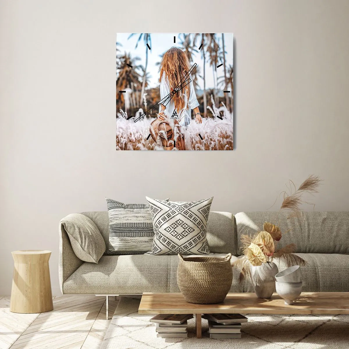 Vægur, Uret - Født af græsdun - 40x40 cm