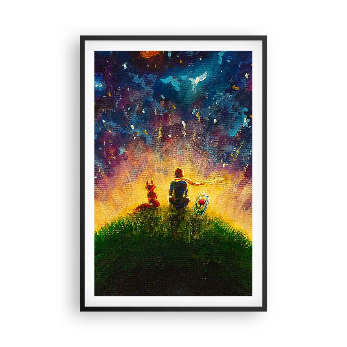 Plakat i sort ramme - Kærlighed og venskab - hele verden - 61x91 cm