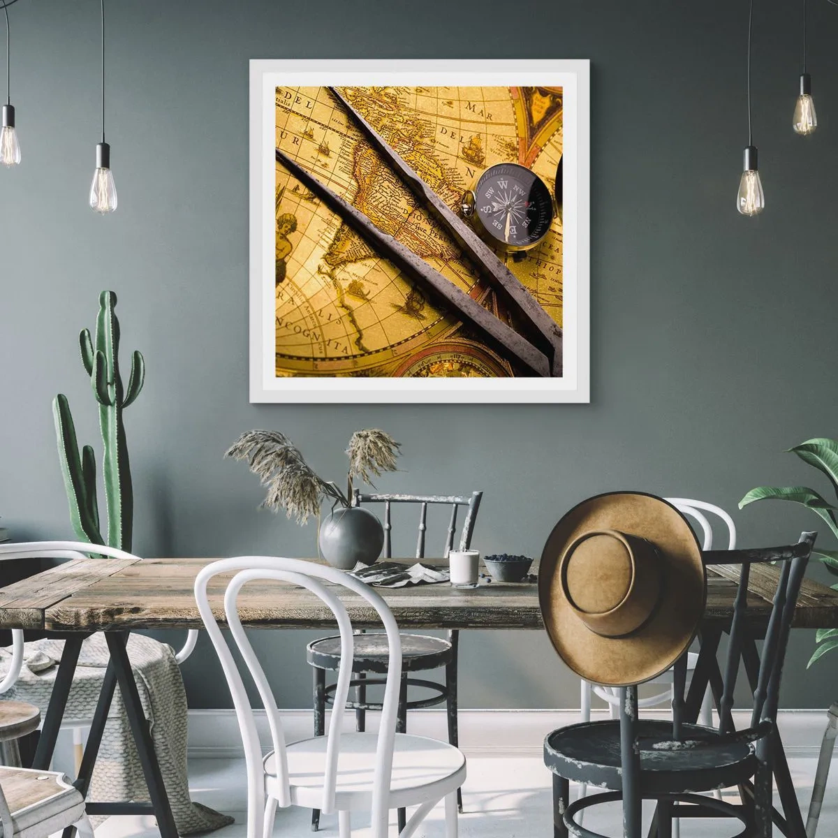 Plakat i hvid ramme - Hvor er skattene? - 50x50 cm