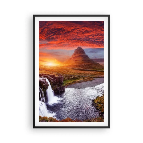 Plakat i sort ramme - En udsigt over Midgård - 61x91 cm
