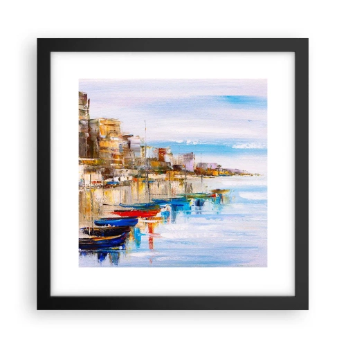 Plakat i sort ramme - Flerfarvet urban havn - 30x30 cm