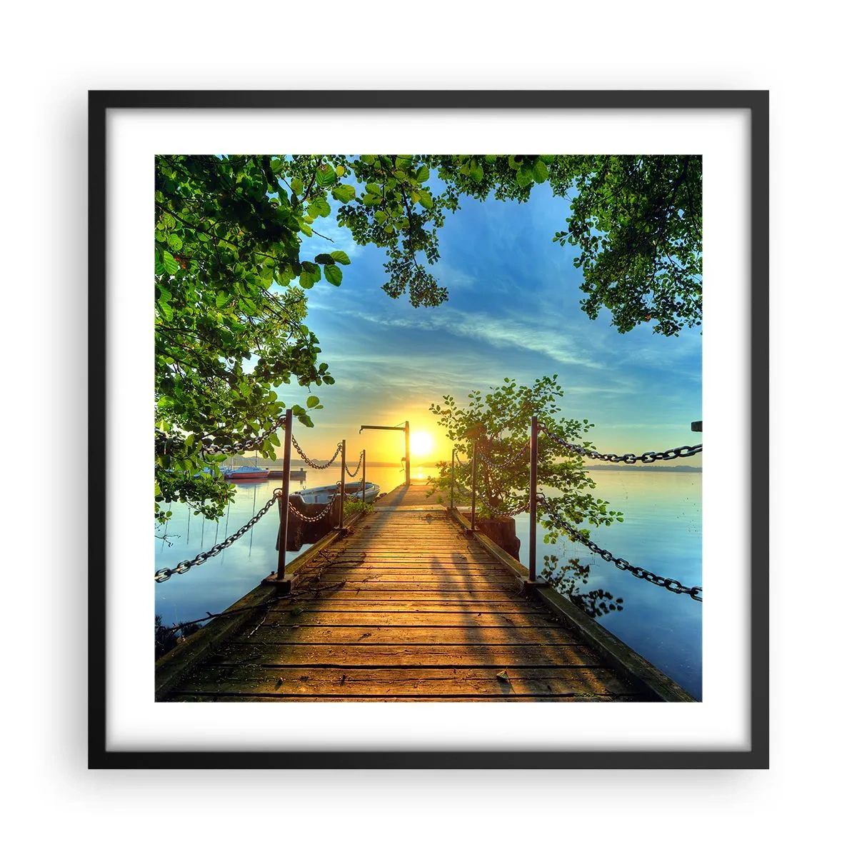 Plakat i sort ramme - Mod vest ved vandet - 50x50 cm