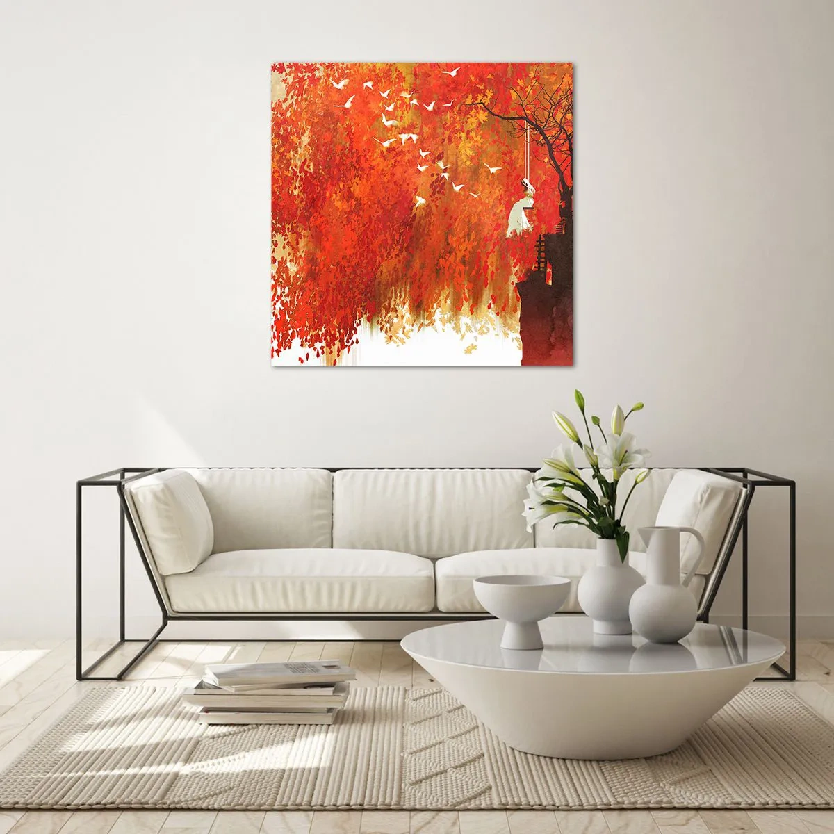 Billede på glas - Vil han flyve med dem? - 40x40 cm