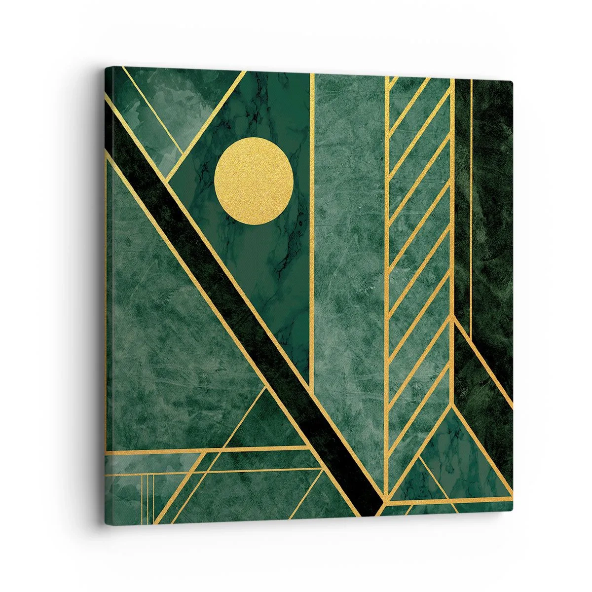 Lærredstryk - Billede på lærred - Dynamikken i guld og azurblå - 30x30 cm