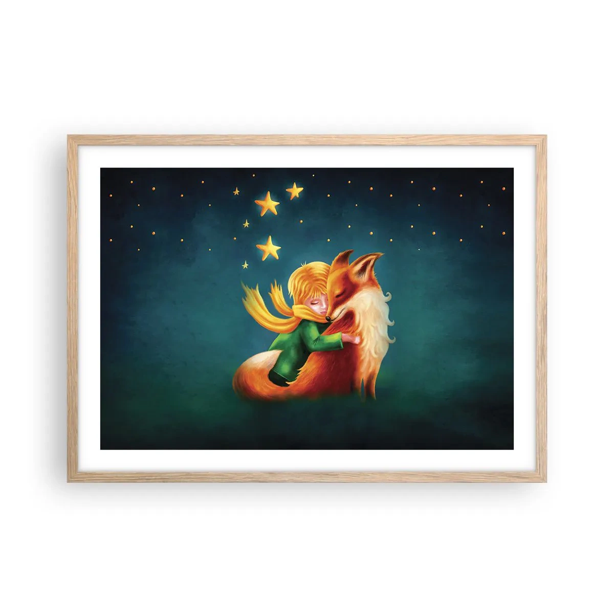 Plakat i ramme af lyst egetræ - Lille Prins - 70x50 cm