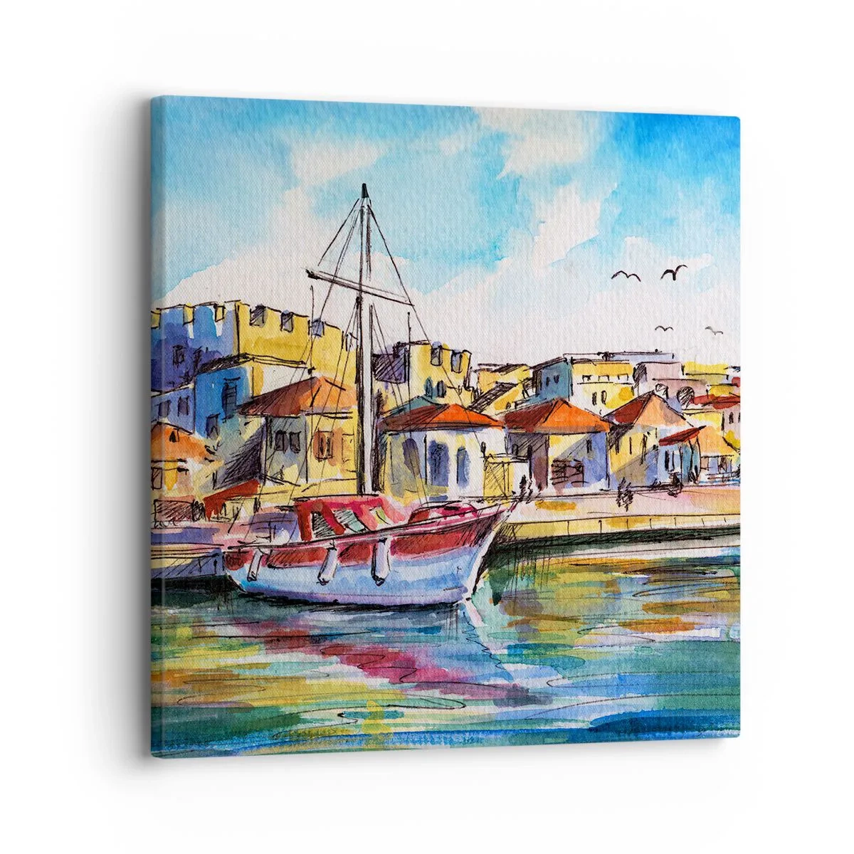 Lærredstryk - Billede på lærred - Regnbue eftermiddag - 30x30 cm