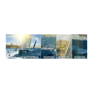 Prøve Fototapet Premium Sand - Tid til at forlade byen - By, Hav, Yacht - 100x30 cm