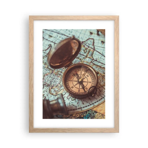 Plakat i ramme af lyst egetræ - For eventyreren - 30x40 cm